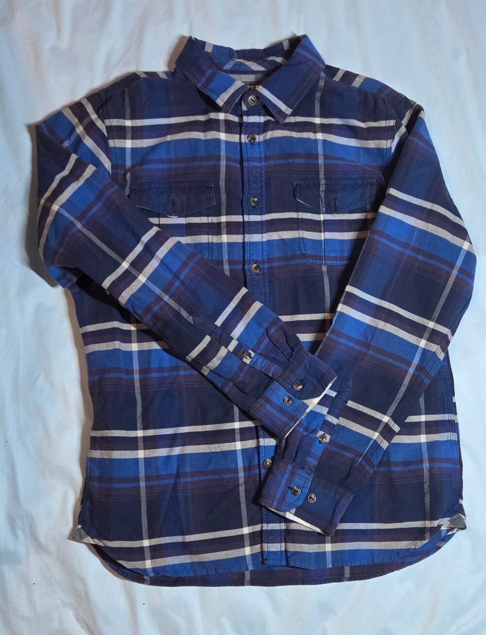 The North Face Men's Large Blue Navy Plaid Arroyo Flannel Long Sleeve Shirt